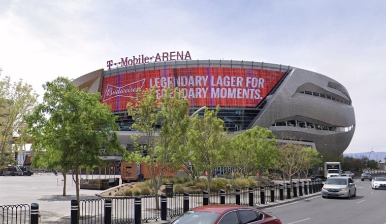 Toshiba Plaza Becomes Paramount+ Plaza Outside T-Mobile Arena Ahead of Garcia-Benn