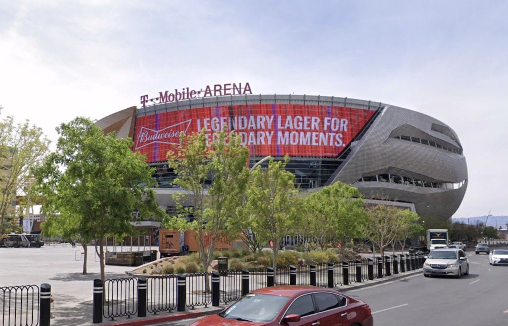 Toshiba Plaza Becomes Paramount+ Plaza Outside T-Mobile Arena Ahead of Garcia-Benn