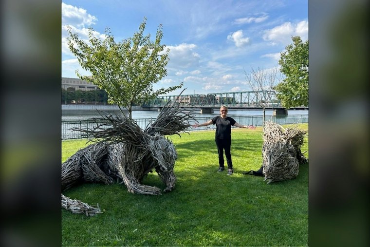 Towering Driftwood Dragons Rise Along Detroit's Moross Greenway This Week