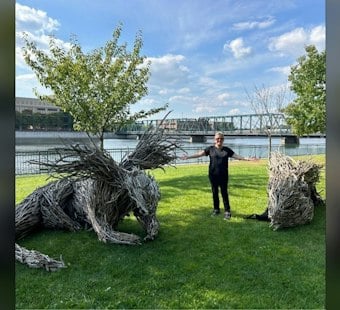 Towering Driftwood Dragons Rise Along Detroit's Moross Greenway This Week