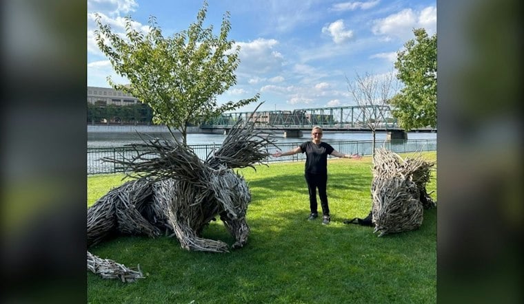 Towering Driftwood Dragons Rise Along Detroit's Moross Greenway This Week