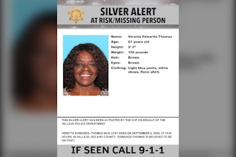 Vallejo Silver Alert Seeks Missing Person Last Seen Near Tennessee Street