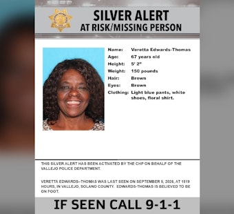 Vallejo Silver Alert Seeks Missing Person Last Seen Near Tennessee Street