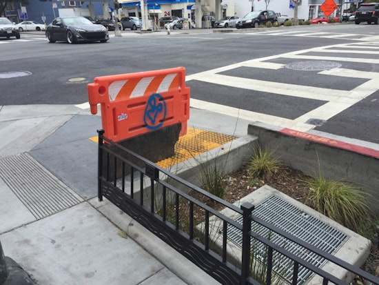 Photo: Barrier Installed To Protect Fell & Divisadero Rain Garden