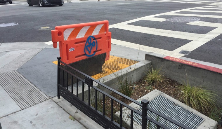 Photo: Barrier Installed To Protect Fell & Divisadero Rain Garden