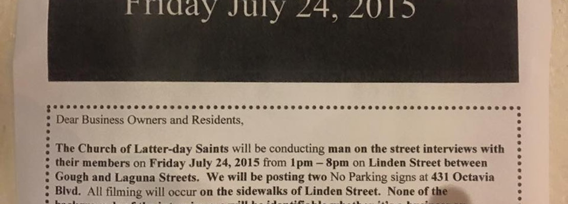 FYI: Mormons Filming In Hayes Valley On Friday