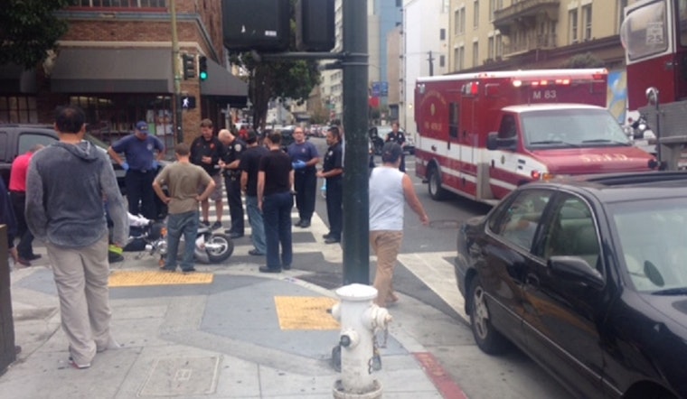 Motorcycle Collides With Automobile At Polk And Ellis