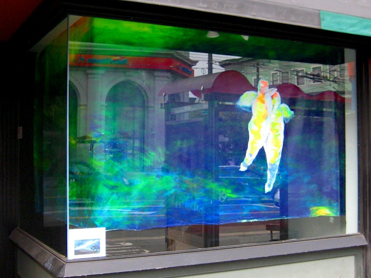 Photo: 'Antarctic Pteropods' Painting Adorns Old Phone Lifeguards Storefront