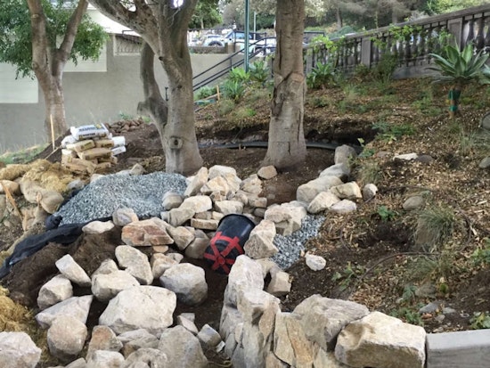 New Stone Retaining Walls Underway At Adah's Stairway
