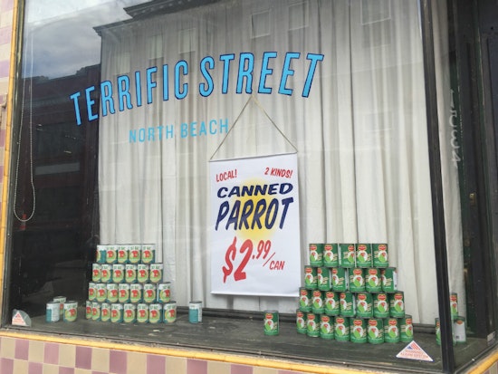 'Canned Parrot' Display Baffles, Angers Some Neighbors