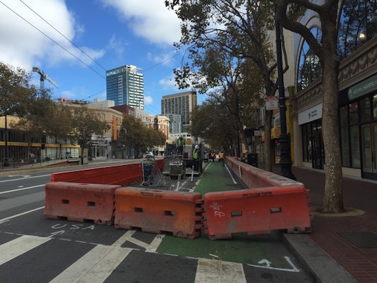 Construction Begins On Raised Market Street Bike Lane, The City's First