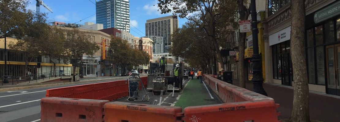Construction Begins On Raised Market Street Bike Lane, The City's First