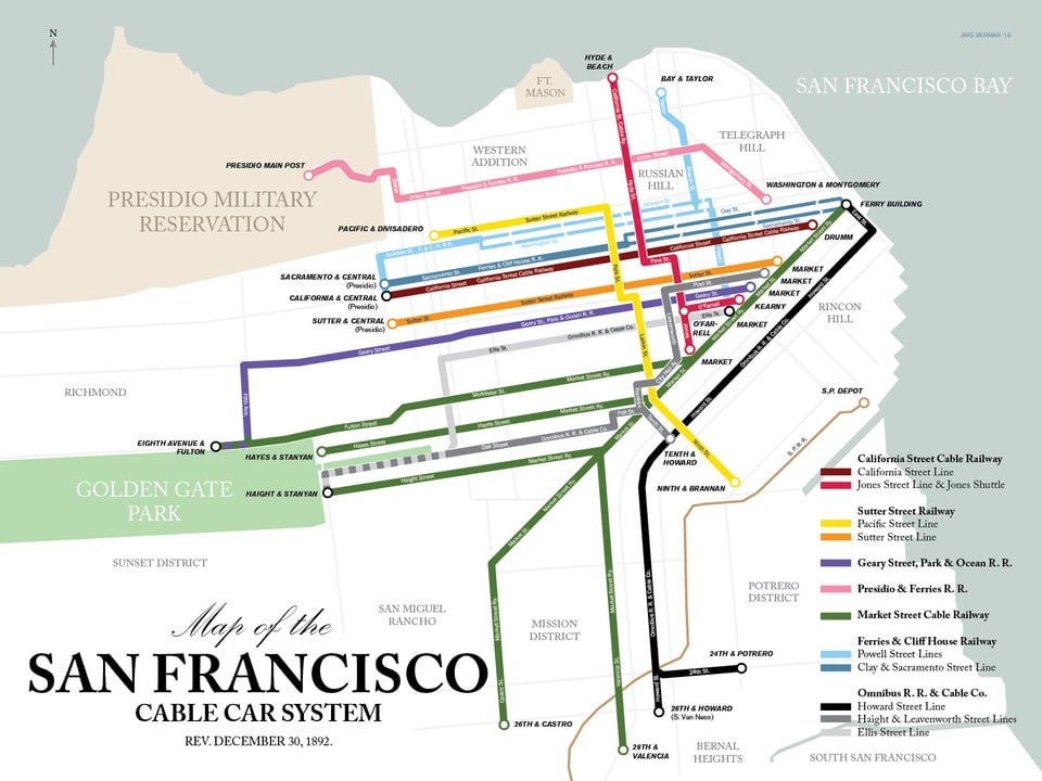 Transit Obsessed Hobbyist Debuts Newest Map San Francisco S Cable Car