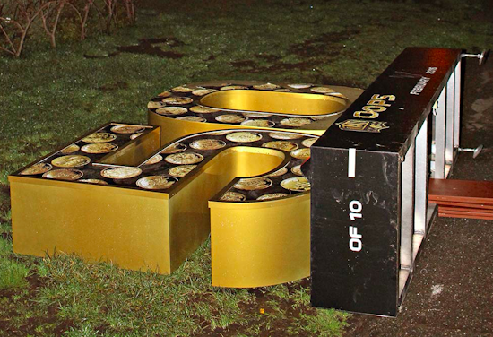 Alamo Square Super Bowl Statue Knocked Over, Sign Rearranged To 'Oops'
