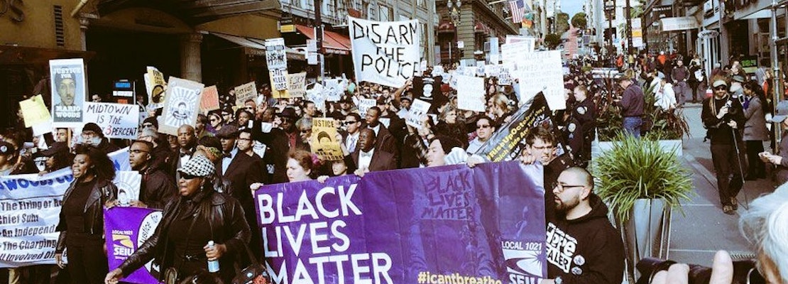 Mario Woods Supporters Greet Super Bowl City Grand Opening With Protest