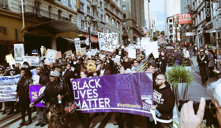 Mario Woods Supporters Greet Super Bowl City Grand Opening With Protest