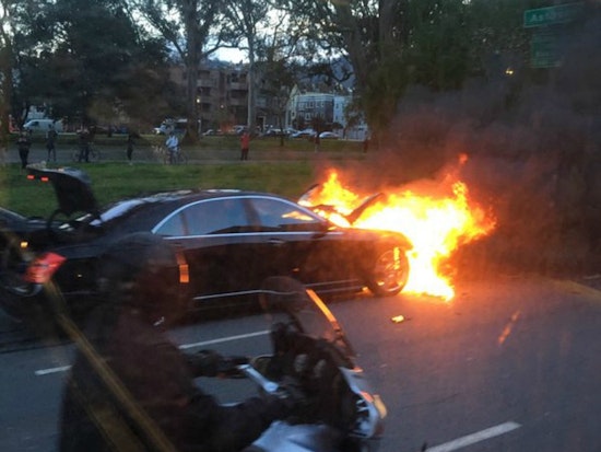 Mercedes Bursts Into Flames Near Panhandle
