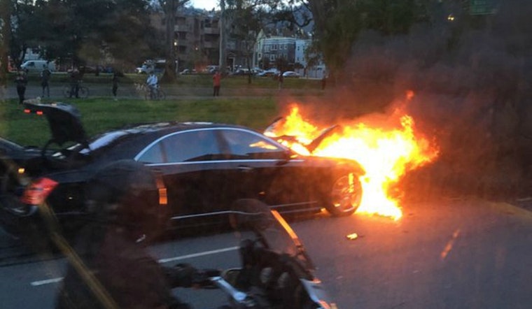 Mercedes Bursts Into Flames Near Panhandle