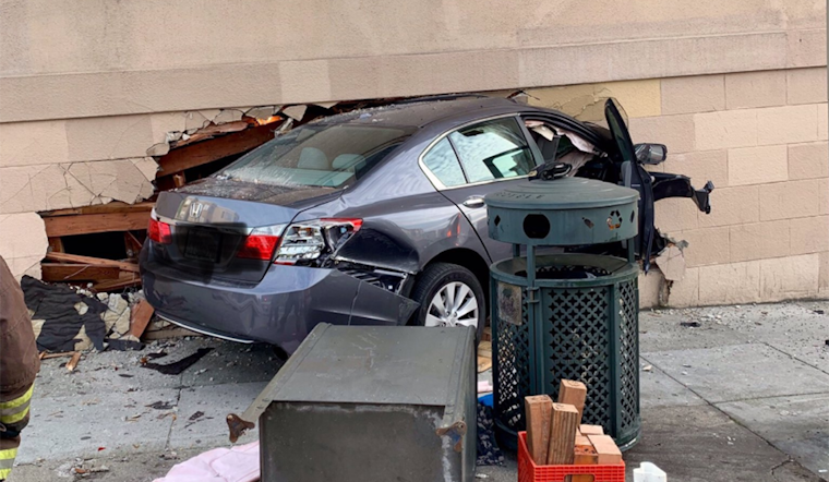 Car crashes into Parkside building, injuring 2