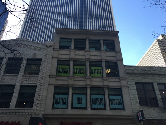 ACLU Displaying Mario Woods Protest Banners Near Super Bowl City