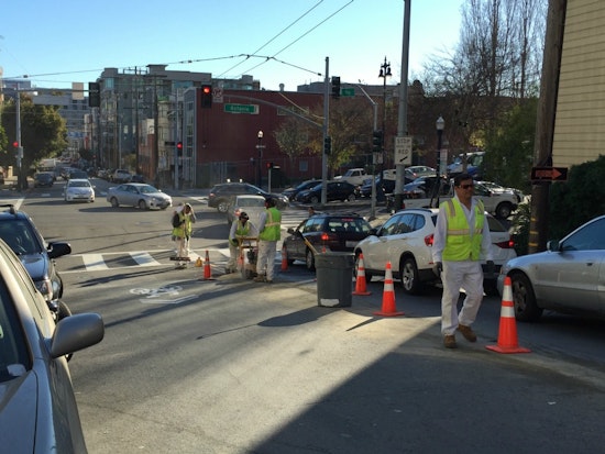 New Bike Lane, Bike Box Being Installed At Page And Octavia