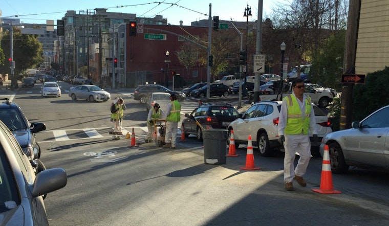 New Bike Lane, Bike Box Being Installed At Page And Octavia
