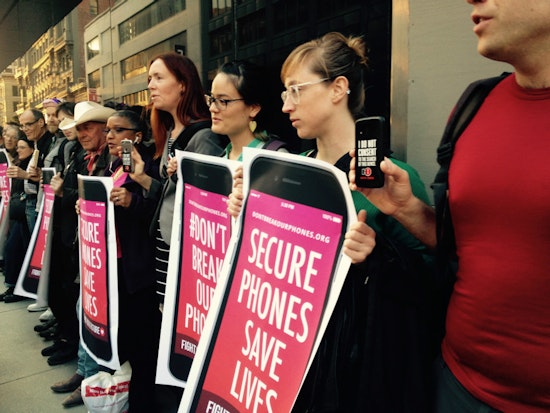 Union Square Rally Protests FBI's Request For Apple To 'Break' iPhones