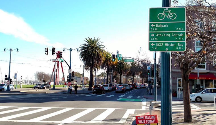 New Bike Box, Sharrows, Signage Installed At Embarcadero & Townsend