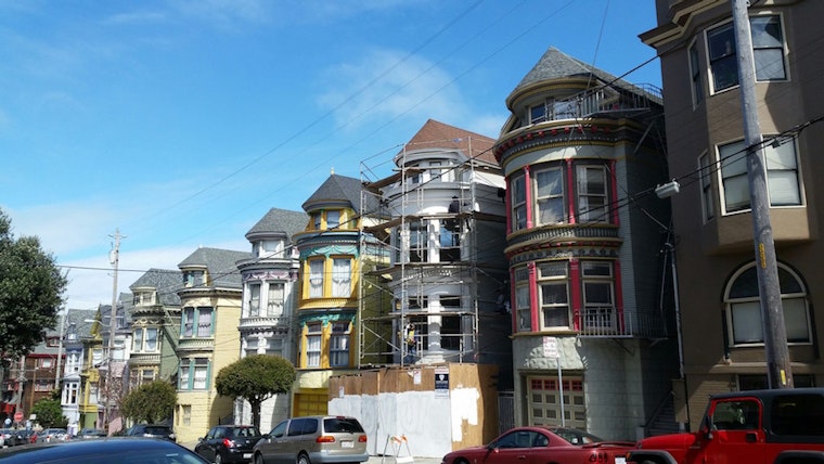 Upper Haight's Distinctive Electric Blue Victorian Repainted White