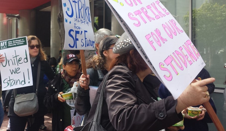 CCSF Faculty Strikers Marching To Civic Center Campus To Protest Flat Pay, Downsizing