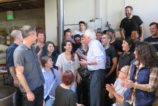Bernie Sanders Visits SoMa For Chron Interview, Sightglass Coffee Break