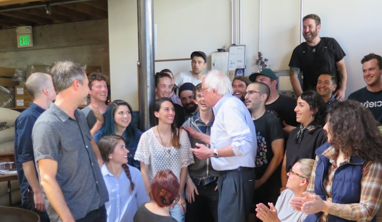 Bernie Sanders Visits SoMa For Chron Interview, Sightglass Coffee Break