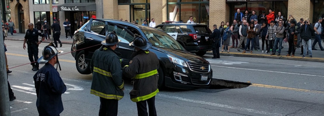Sinkhole Attempts To Swallow Chevy On Mission & New Montgomery
