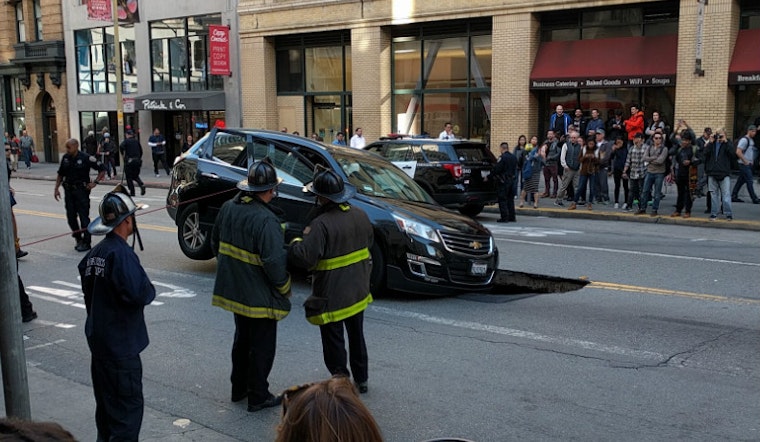 Sinkhole Attempts To Swallow Chevy On Mission & New Montgomery