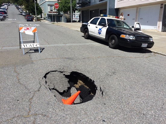 Suddenly Sinkhole: Pavement Gives Way At Waller & Scott