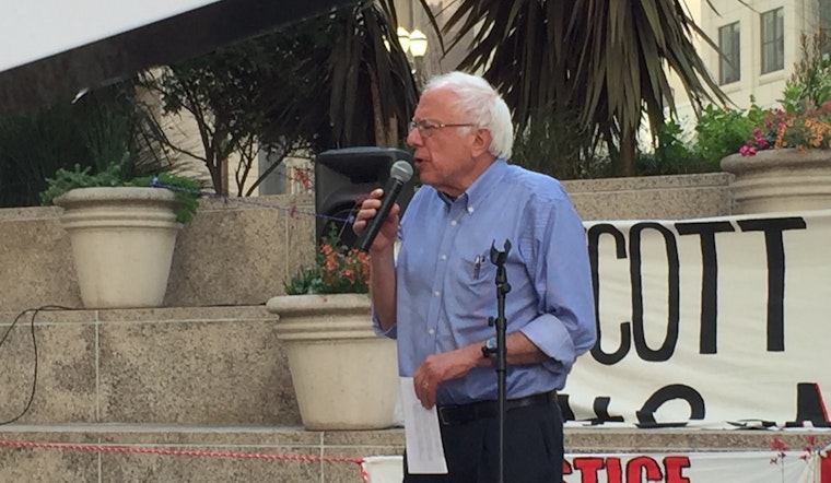 Bernie Sanders Makes Surprise SF Visit To Speak At FiDi Union Rally