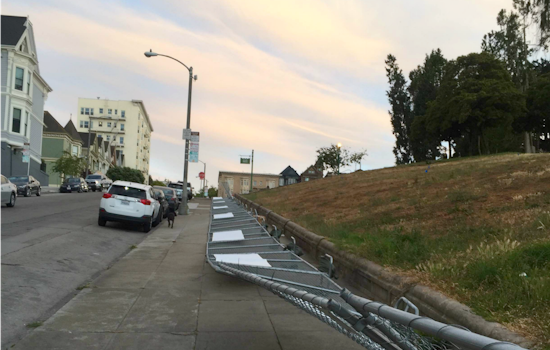 Wind Takes Out A Block Of Alamo Square's Construction Fencing
