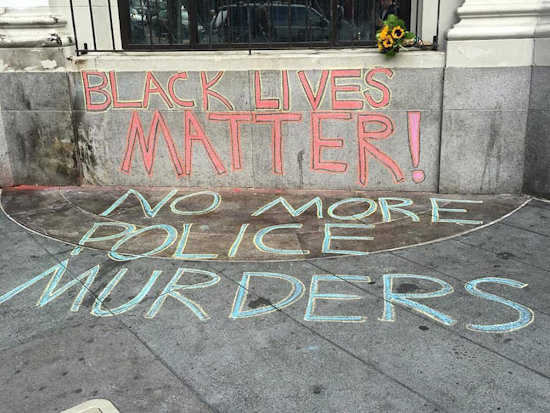 Message Calling For 'No More Police Murders' Goes Up At 18th & Castro