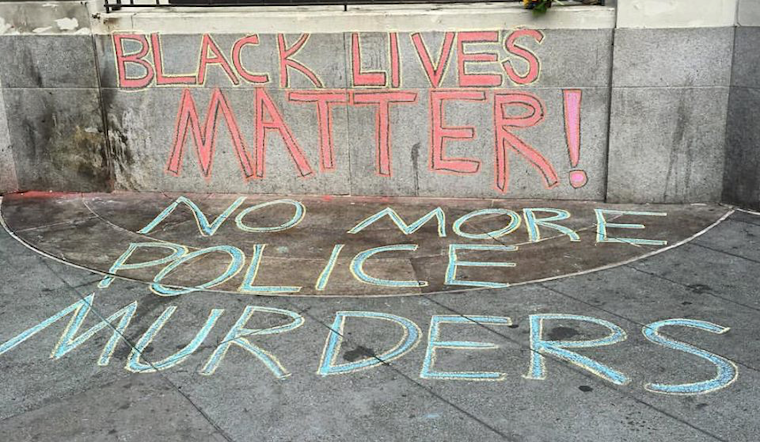 Message Calling For 'No More Police Murders' Goes Up At 18th & Castro
