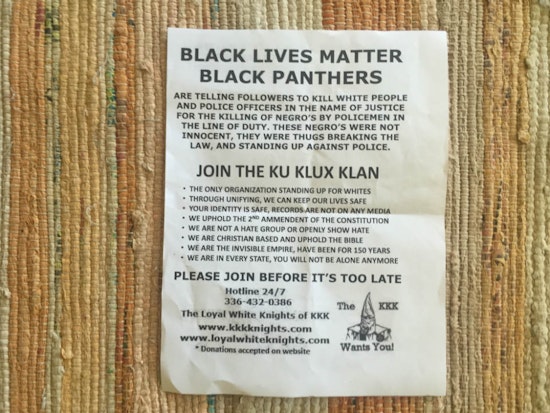 KKK Flyers Appear On Upper Haight Doorsteps