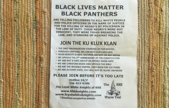 KKK Flyers Appear On Upper Haight Doorsteps