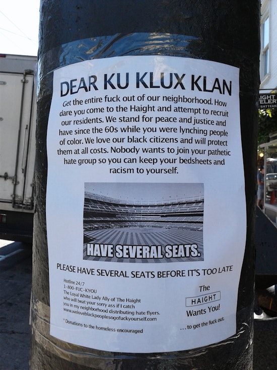 Upper Haighter Strikes Back With Anti-KKK Flyer