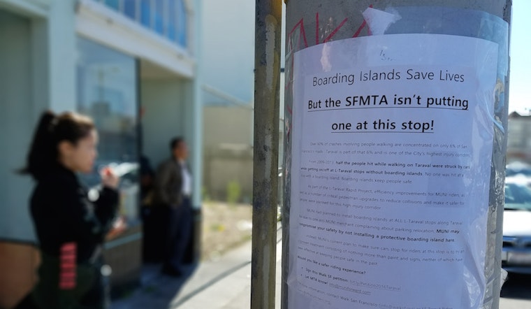 Flyers Supporting Boarding Islands, Opposing Pilot Appear At Some L-Taraval Stops