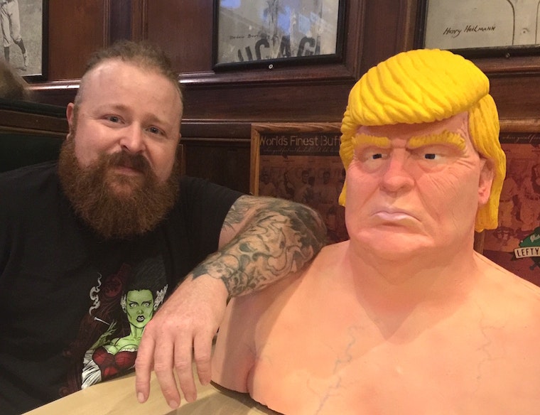 As Artist Visits City, 'Naked Trump' Statue Remains Behind Bars