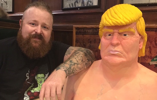 As Artist Visits City, 'Naked Trump' Statue Remains Behind Bars