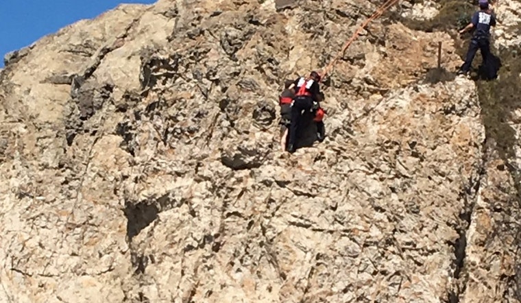 Emergency Responders Rescue Person From Cliffside Near Cliff House