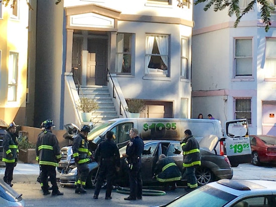 Car Fire At Fell & Lyon Holds Up Morning Traffic