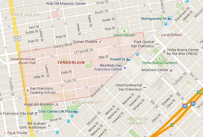 San Francisco Tenderloin Map The Tenderloin: What's In A Name?