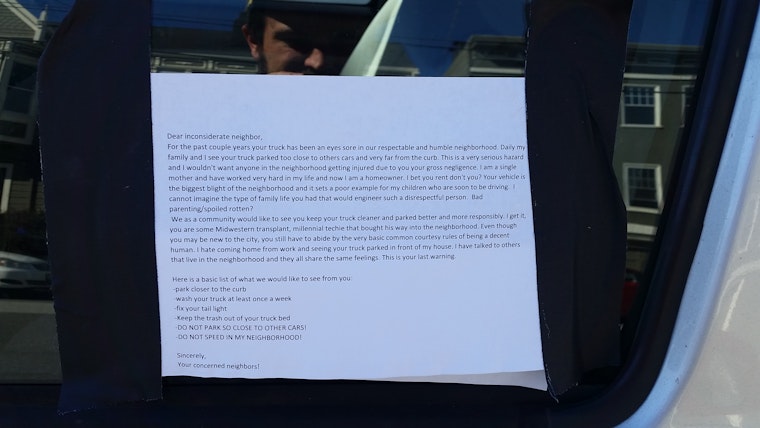 Richmond District Driver Gets Angry Note From Neighbor: ‘Your Truck Is An Eyesore'