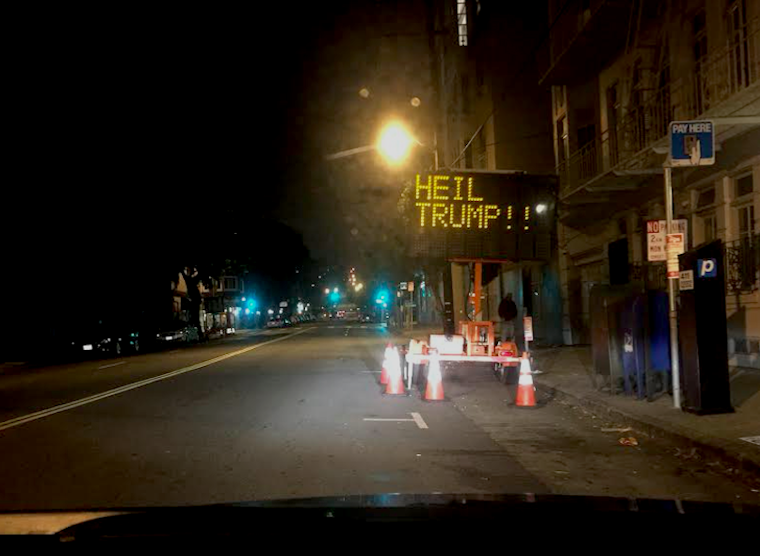 Hacked 'Heil Trump' Road Sign Appears In Hayes Valley [Updated]